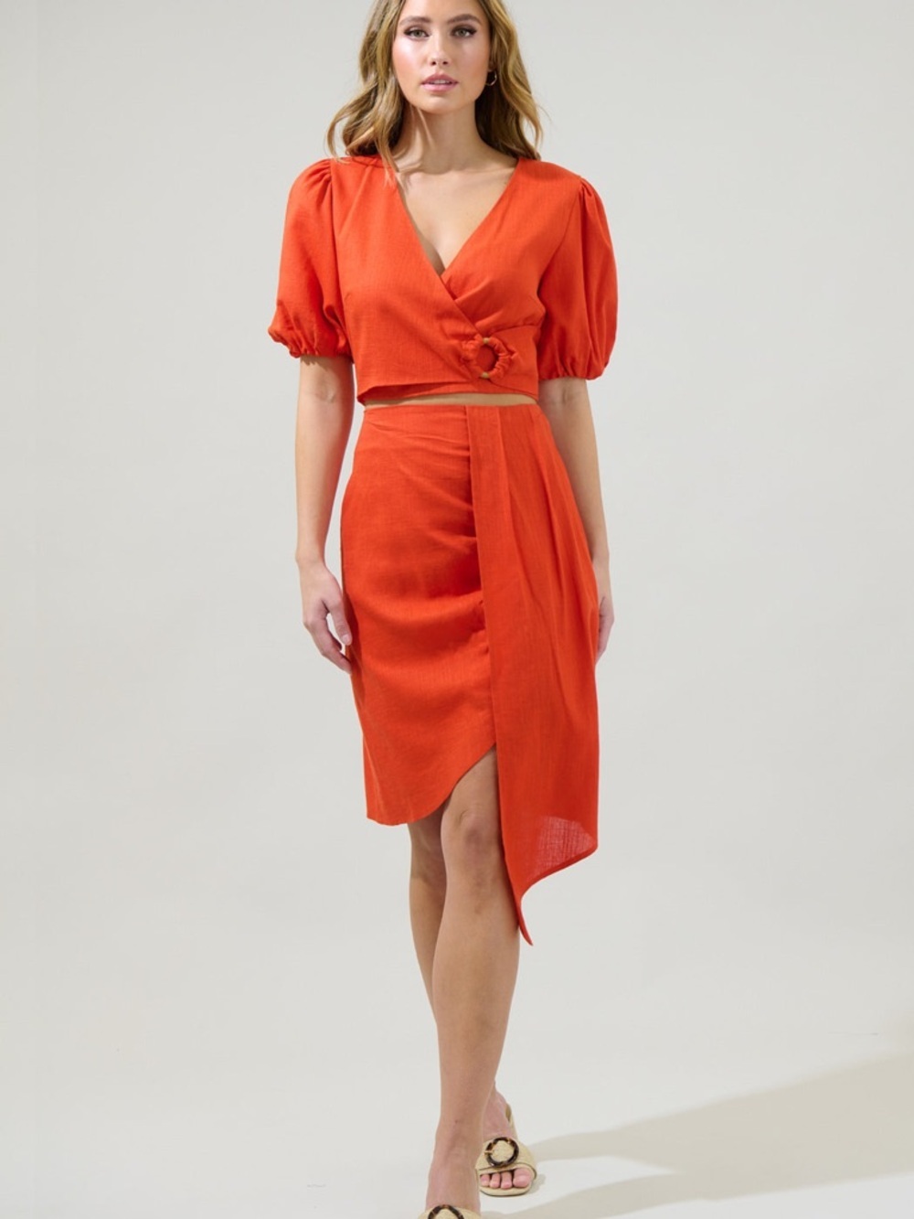 NWT Sugarlips Linen Blend‎ Bet On You Asymmetrical Midi Skirt